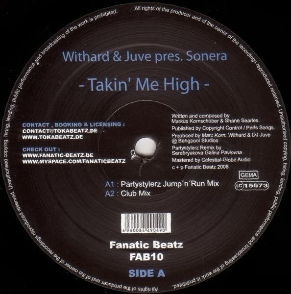 Withard, Juve, Sonera, OverDrive Division, Withard & Juve, Sonera, Withard & Juve, Sonera, OverDrive Division, OverDrive Division — Takin' Me High / Paradise Remixes