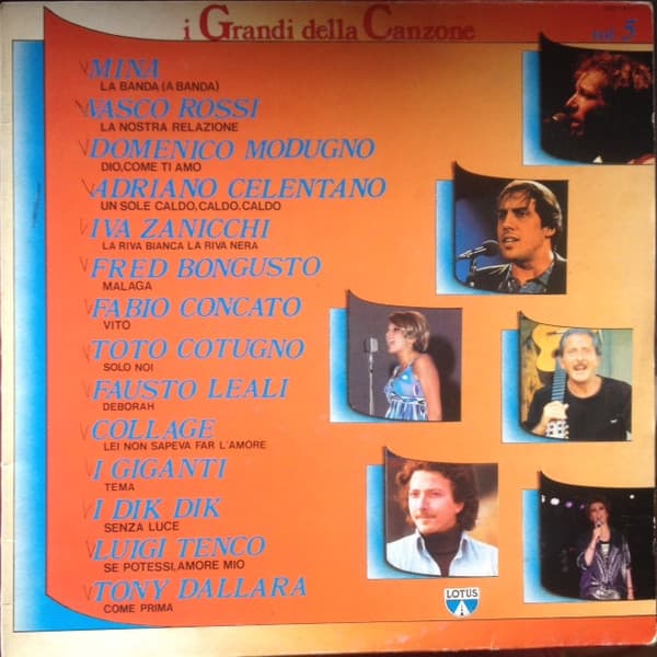 Various, Mina, Domenico Modugno, Adriano Celentano, Fred Bongusto, Fabio Concato, I Dik Dik, Luigi Tenco, Vasco Rossi, Iva Zanicchi, I Giganti, Fausto Leali, Toto Cutugno, Collage, Tony Dallara — I Grandi Della Canzone Vol. 5