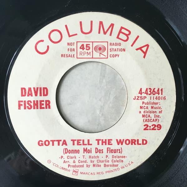 Dave Fisher — Gotta Tell The World (Donne Moi Des Fleurs) / Lay Down Your Weary Tune